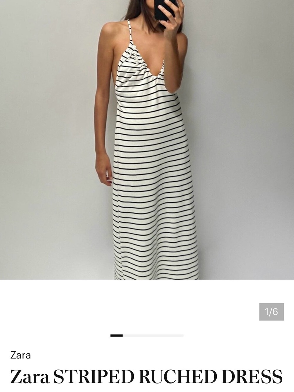 Zara White and Black Striped Maxi Dress